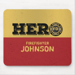 Alfombrilla De Ratón Nombre personalizado, héroe bombero