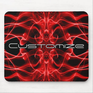 Alfombrilla De Ratón Nombre personalizado humo rojo simétrico negro