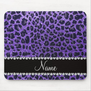 Alfombrilla De Ratón Nombre personalizado manchas de leopardo de purpur