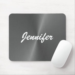 Alfombrilla De Ratón Nombre personalizado metalizado gris brillante