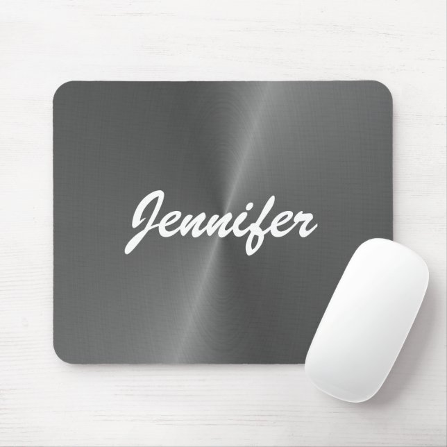 Alfombrilla De Ratón Nombre personalizado metalizado gris brillante (Con ratón)