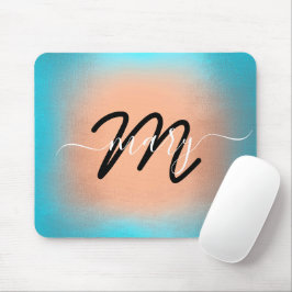 Alfombrilla De Ratón Nombre personalizado Monograma Ombre Azul Rosa