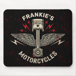 Alfombrilla De Ratón NOMBRE Personalizado Motocicleta Piston Wings Bike
