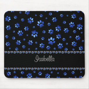 Alfombrilla De Ratón Nombre personalizado, perras de perro purpurina az