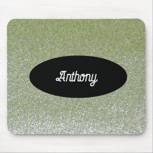 Alfombrilla De Ratón Nombre personalizado Purpurina Faux verde Mousepad