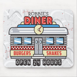 Alfombrilla De Ratón NOMBRE personalizado Retro 50 Diner Rótulo 50 Atóm