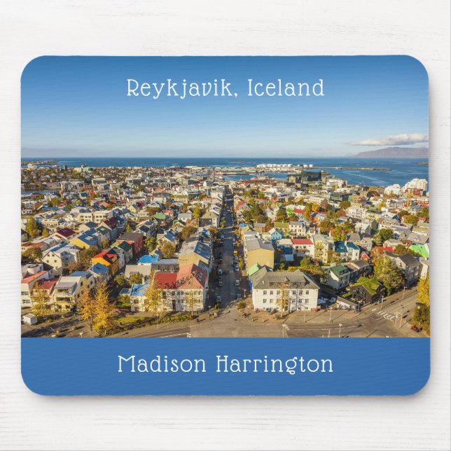 Alfombrilla De Ratón Nombre personalizado Reykjavik Islandia (Frente)