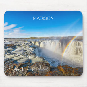 Alfombrilla De Ratón Nombre personalizado Selfoss Waterfall, Islandia