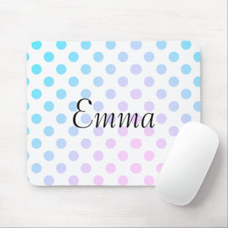 Alfombrilla De Ratón Nombre personalizado Tipografía Polkadot rosa azul