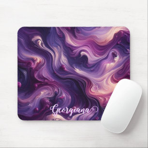 Alfombrilla De Ratón Nombre personalizado Vibrante Purple Paint Efecto
