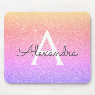 Alfombrilla De Ratón Nombre púrpura rosado Mousepad del monograma del