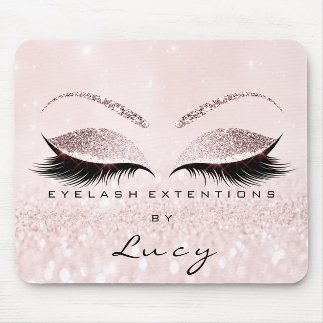 Alfombrilla De Ratón Nombre Purpurina maquillaje Beauty Studio Lash Ros (Frente)