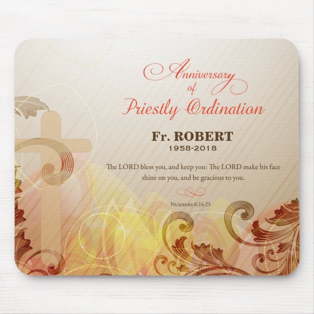 Alfombrilla De Ratón Nombre y año personalizado, 60° orden de sacerdote (Frente)