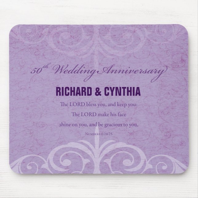 Alfombrilla De Ratón Nombres personalizados, 50 aniversario Boda a pare (Frente)