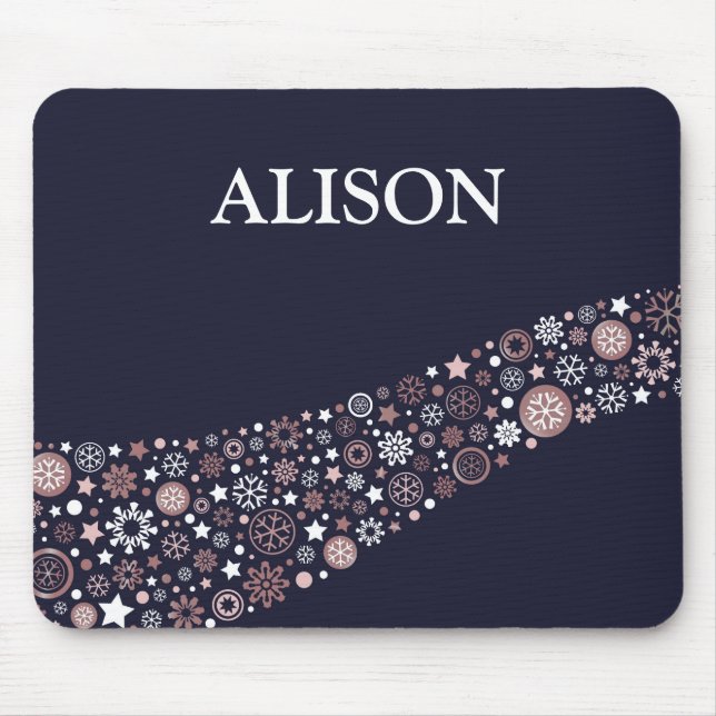 Alfombrilla De Ratón Nombres personalizados navidades copos de nieve de (Frente)