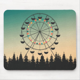 Alfombrilla De Ratón Noria en el ilustracion del cielo de la puesta del