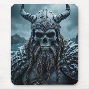 Alfombrilla De Ratón Norse Viking Poster con casco de cuerno