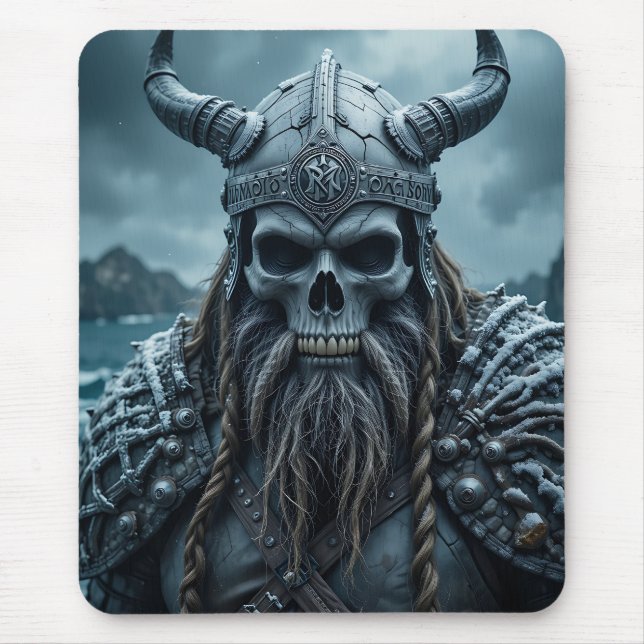 Alfombrilla De Ratón Norse Viking Poster con casco de cuerno (Frente)