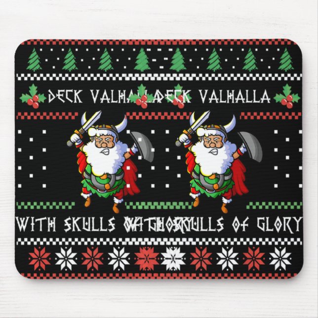 Alfombrilla De Ratón Norse Xmas Christmas Viking Deck Vhalla With Skull (Frente)