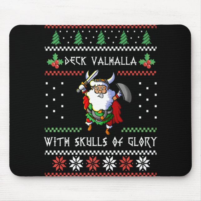 Alfombrilla De Ratón Norse Xmas Christmas Viking Deck Vhalla With Skull (Frente)