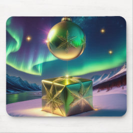 Alfombrilla De Ratón Northern Lights Xmas Bell Gift Box Snow