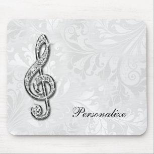 Alfombrilla De Ratón Nota musical de diamante personalizada Floral Dama