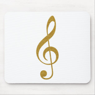 Alfombrilla De Ratón nota musical dorada treble clef para ella
