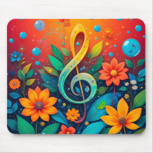 Alfombrilla De Ratón 🎵 Nota Musical Floral Espacio de Trabajo Creativo