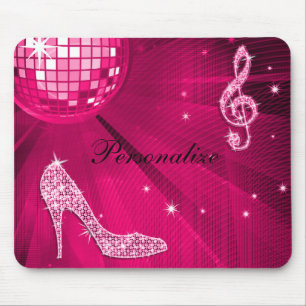 Alfombrilla De Ratón Nota Musical y Tacón de Aguja Rosa Brillante