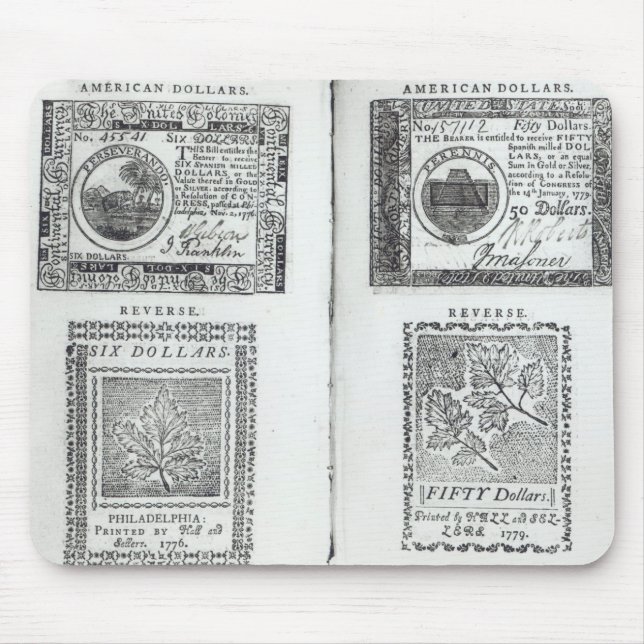 Alfombrilla De Ratón Notas de la moneda continental (Frente)