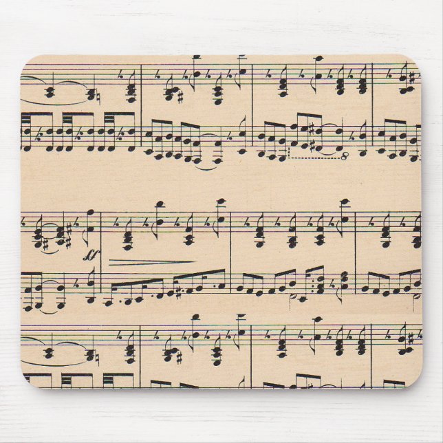 Alfombrilla De Ratón Notas de puntuación de la música de hojas antiguas (Frente)