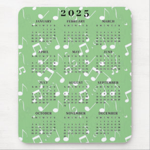 Alfombrilla De Ratón Notas musicales blancas 2025 Calendario Mousepad
