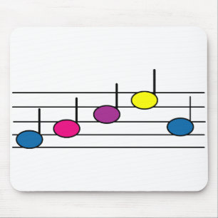 Alfombrilla De Ratón Notas Musicales Coloridas Purpura Azul Rosa Amaril