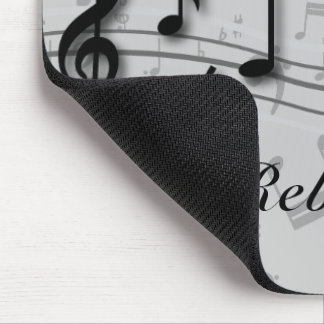 Alfombrilla De Ratón Notas musicales en negro y gris personalizadas