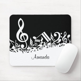 Alfombrilla De Ratón Notas musicales jumbleadas de blanco personalizada