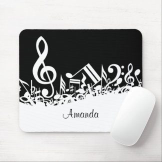 Alfombrilla De Ratón Notas musicales jumbleadas de blanco personalizada