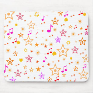 Alfombrilla De Ratón Notas musicales y estrellas: