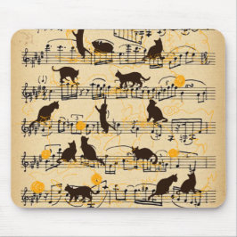 Alfombrilla De Ratón Notas musicales y gatitos