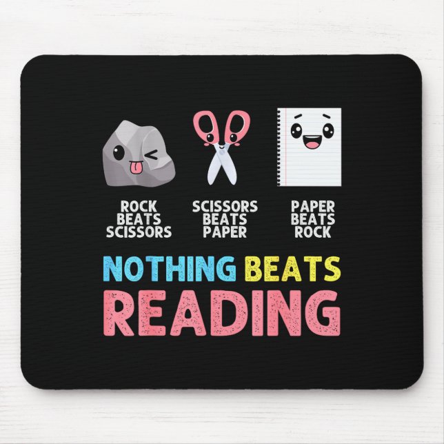 Alfombrilla De Ratón Nothing Beats Reading Funny Rock Paper Scissors  (Frente)