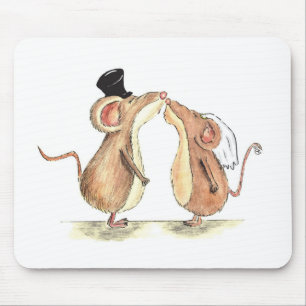 Alfombrilla De Ratón Novia y novio - besando ratones - regalo para