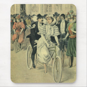 Alfombrilla De Ratón Novia y novio de boda victoriana en bicicleta de r
