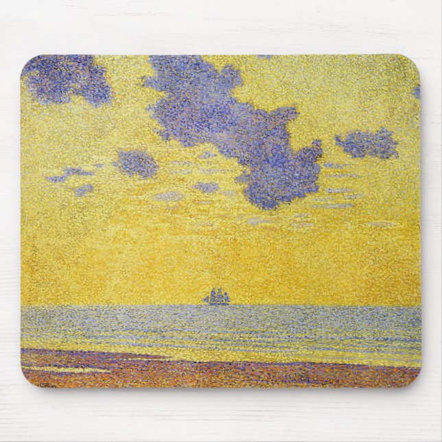 Alfombrilla De Ratón Nubes grandes (cielo amarillo) (paisaje elegante) (Frente)