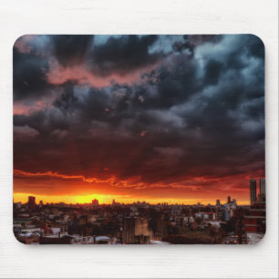 Alfombrilla De Ratón Nubes, puesta del sol y rojo