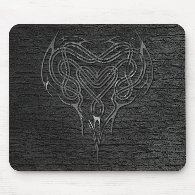 Alfombrilla De Ratón Nudo céltico metalizado del corazón con la pared (Frente)