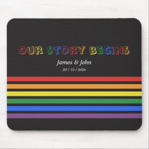 Alfombrilla De Ratón Nuestra Historia Comienza Bandera LGBTQ Arcoíris P