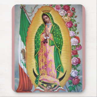 Alfombrilla De Ratón Nuestra señora de Guadalupe con la bandera
