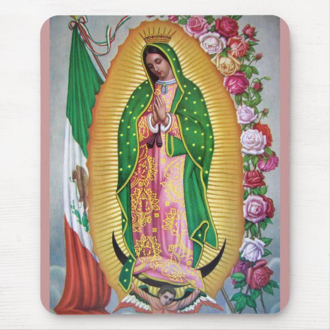 Alfombrilla De Ratón Nuestra señora de Guadalupe con la bandera (Frente)