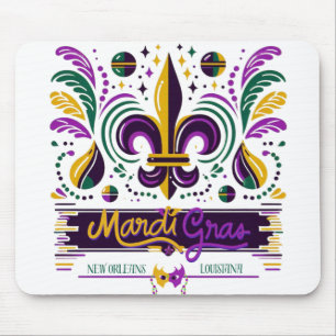 Alfombrilla De Ratón Nueva Orleans Mardi Gras color verde púrpura