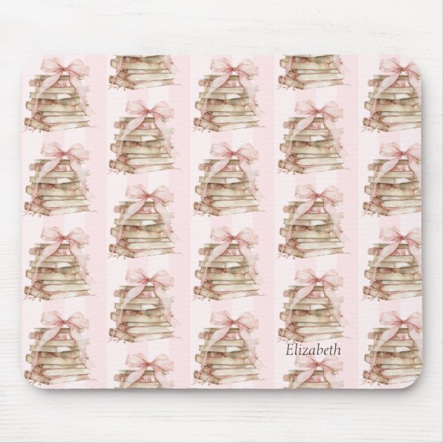 Alfombrilla De Ratón Nuevo capítulo lazos rosados rayas (Frente)