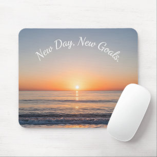 Alfombrilla De Ratón Nuevo Día Nuevas Metas Amanecer de Playa Motivacio